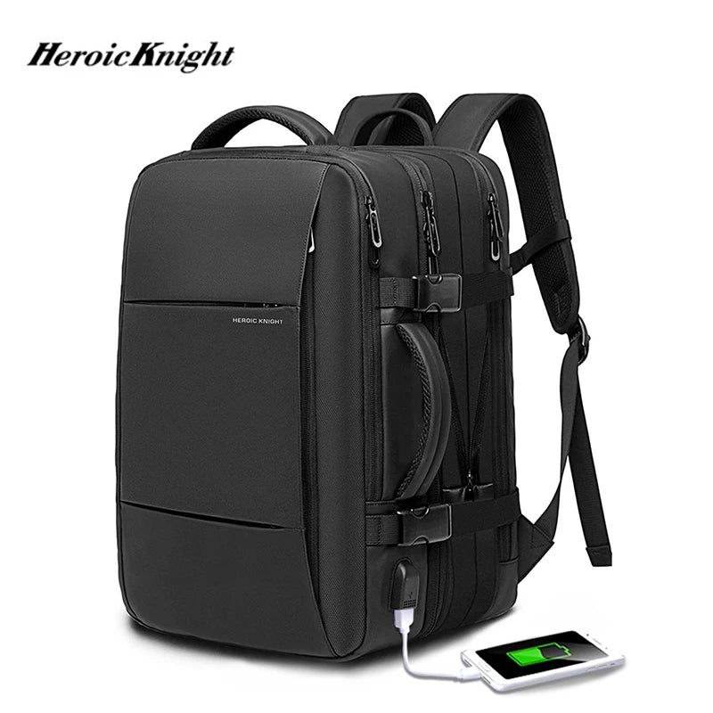 Heroic Knight Travel Backpack Men Business USB Bag Large Capacity Laptop Waterproof Backpack Bag