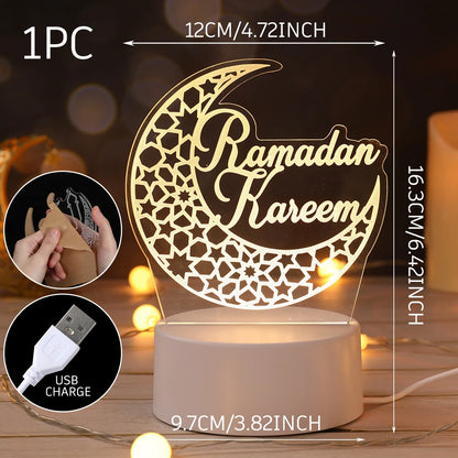 Eid Mubarak 3D Ramadan Night Light Decoration Bedroom