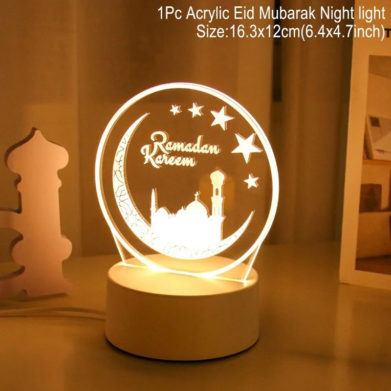 Eid Mubarak 3D Ramadan Night Light Decoration Bedroom