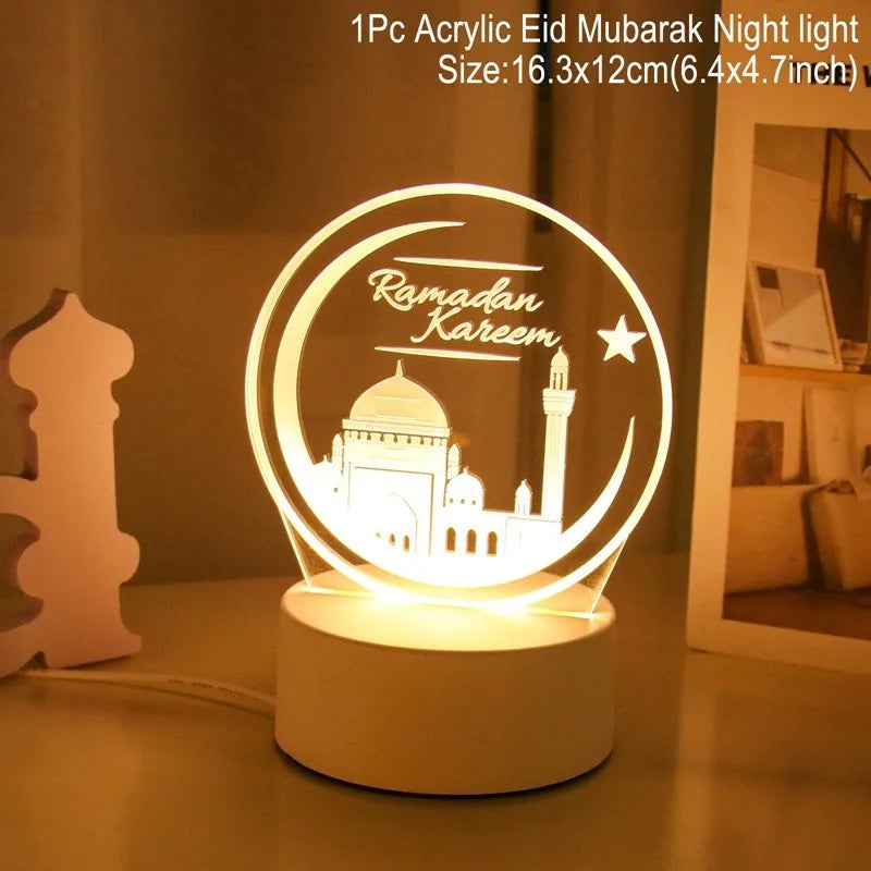 Eid Mubarak 3D Ramadan Night Light Decoration Bedroom