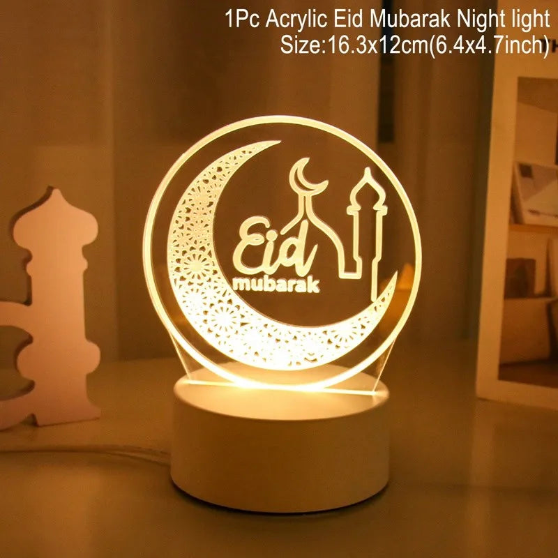 Eid Mubarak 3D Ramadan Night Light Decoration Bedroom