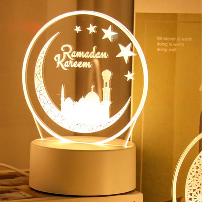 Eid Mubarak 3D Ramadan Night Light Decoration Bedroom