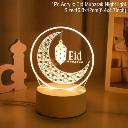 Eid Mubarak 3D Ramadan Night Light Decoration Bedroom