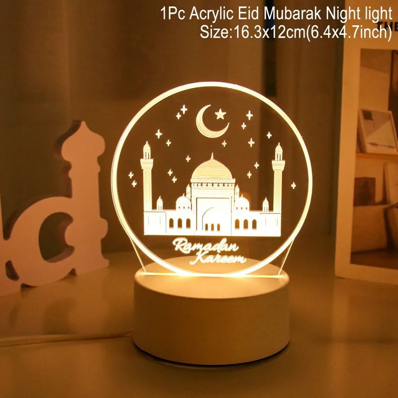 Eid Mubarak 3D Ramadan Night Light Decoration Bedroom